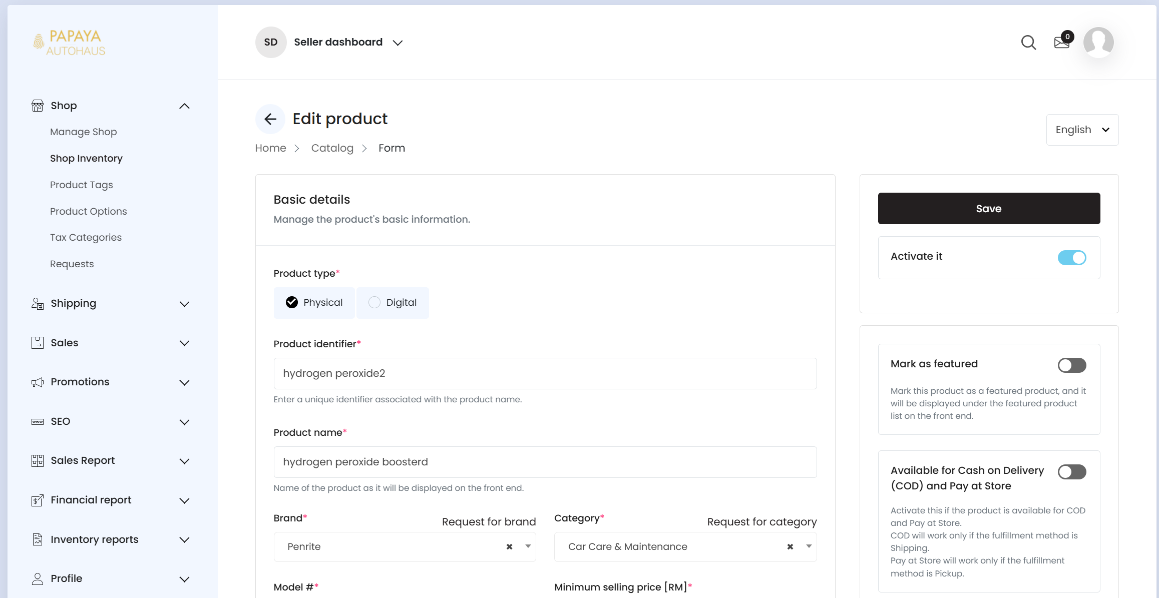 Adding a new Product