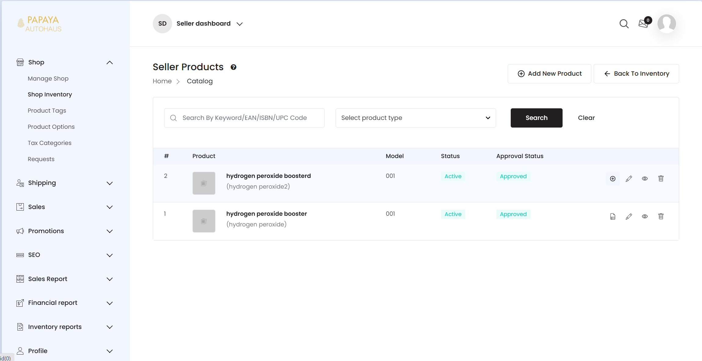 Adding product to inventory